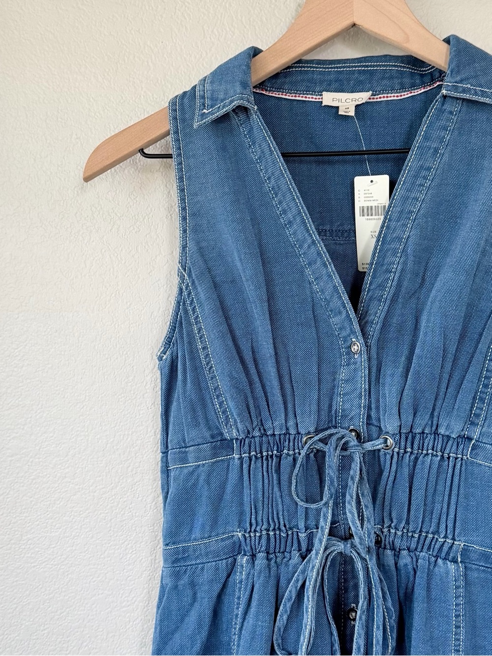 ANTHROPOLOGIE NWT XS Pilcro 100% Cotton Denim Blouse Longline Lightweight Top - Picture 3 of 14